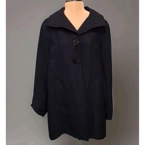 Anthropologie Navy Blue Wellesley Pleated Peacoat Size Medium Classic Old‎ Money